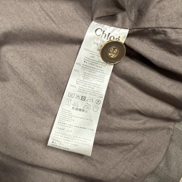 Chloe Gray Linen Hooded Trench Coat Jacket Women’s Size UK 12 US 8 FR 40 - Picture 7 of 12